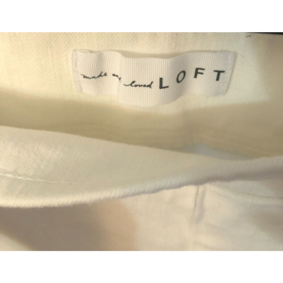 Loft Summer White High Rise Stretch Straight Bootcut Cutoff Jeans Reg Size 4 - Picture 3 of 5